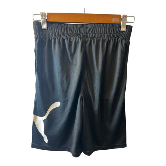 Puma Boy’s Shorts Medium Black White Above Knee Length Pockets Elastic Waist - Picture 2 of 5